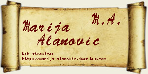 Marija Alanović vizit kartica